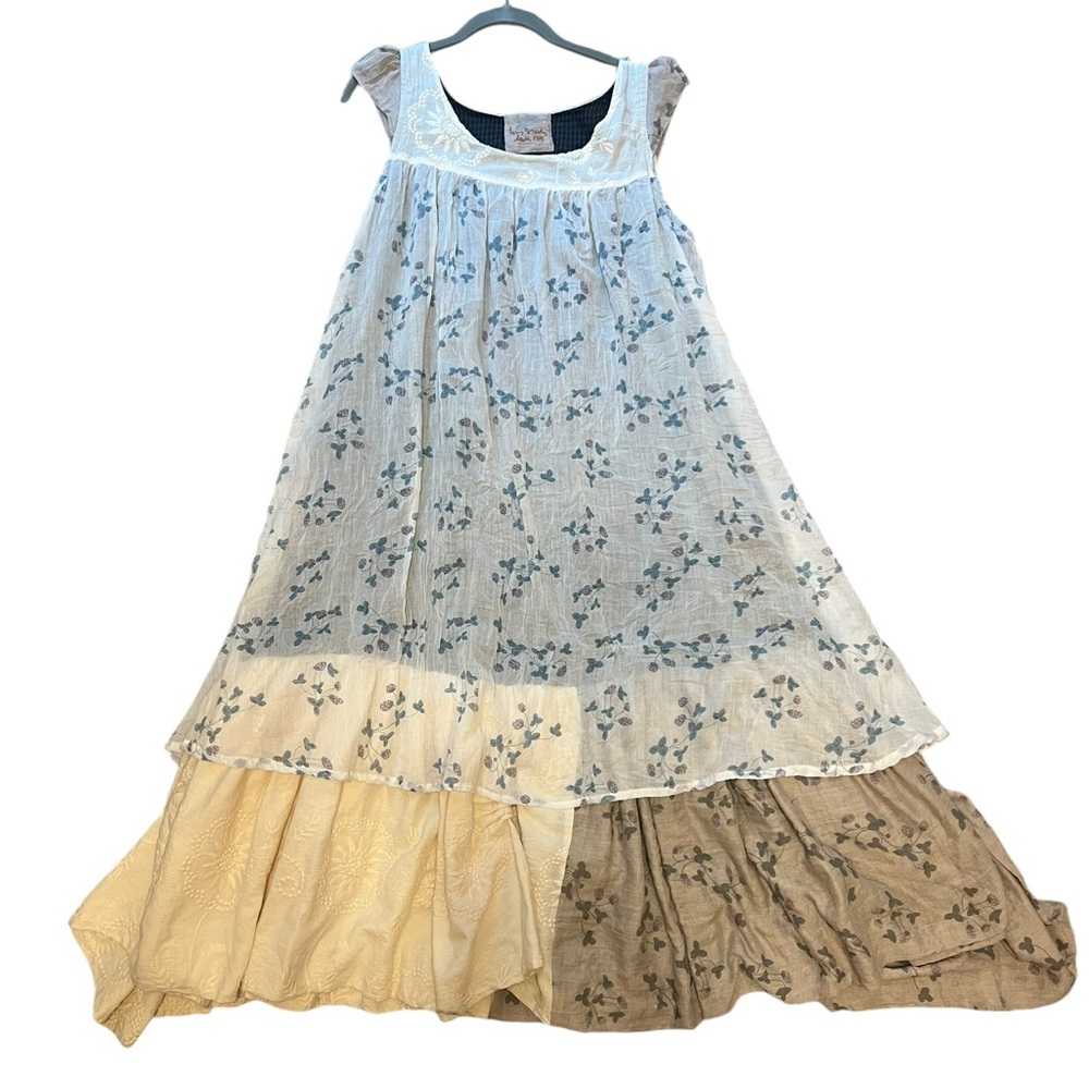 Ian Mosh Off-White & Beige Strawberry Tiered Dress - Picture 2 of 15